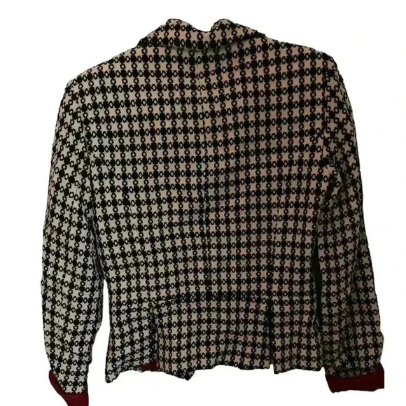 Bloomingdale’s Geometric Print Y2K Black\White Wool Blend Tweed Blazer Size 4 - Picture 3 of 12